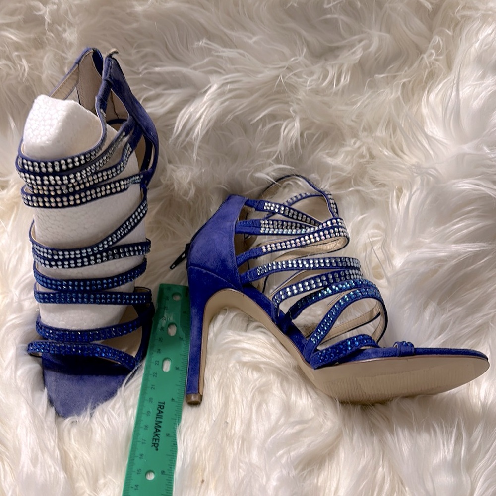 INC navy jeweled heels